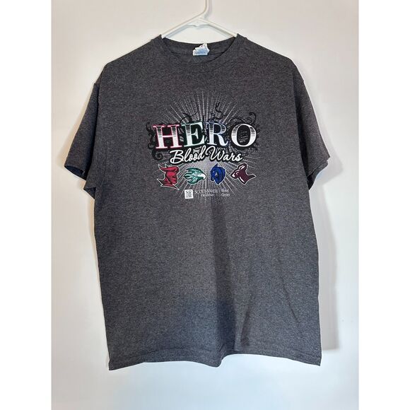 Hero Blood Wars Graphic T-Shirt Gray Delta Pro Weight Sz L Adult - Picture 1 of 5